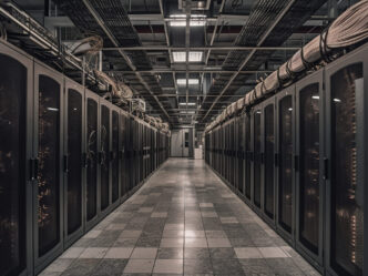 Computer parts in order line equipment shelves generated by AI